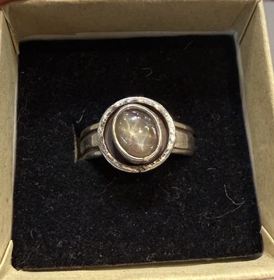 PA Oval Star Ruby in Circle Sterling Ring