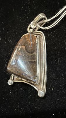 PA Boulder Opal in Trapezoid Sterling Pendant (pendant only)