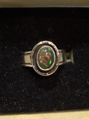 PA Oval Black Opal Sterling Ring