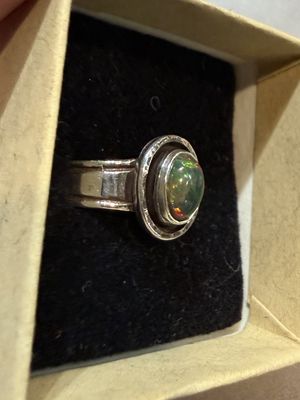PA Oval Black Opal Sterling Ring