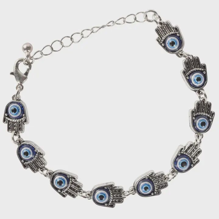 Hamsa Evil Eye w Lobster Clasp Bracelet