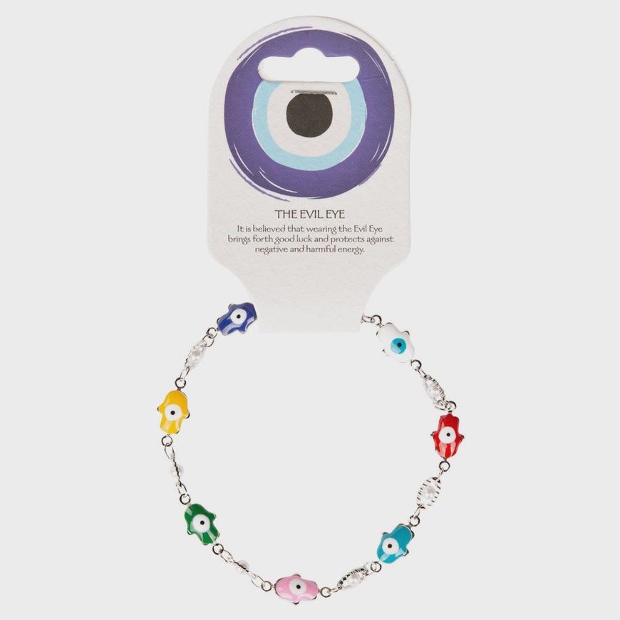 Multi-colored Ceramic Hamsa Evil Eye Bracelet