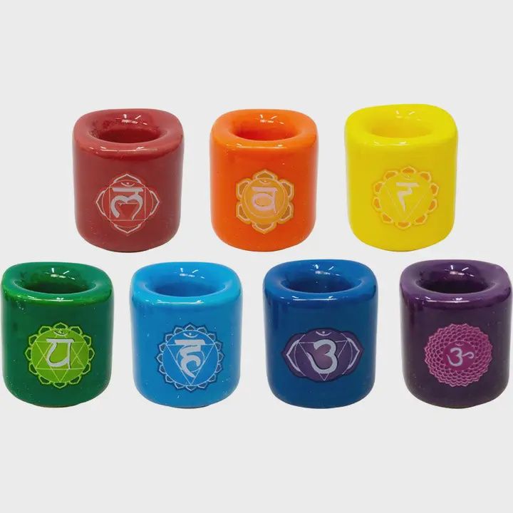 Chakra Ceramic Candle Holder | Set of 7