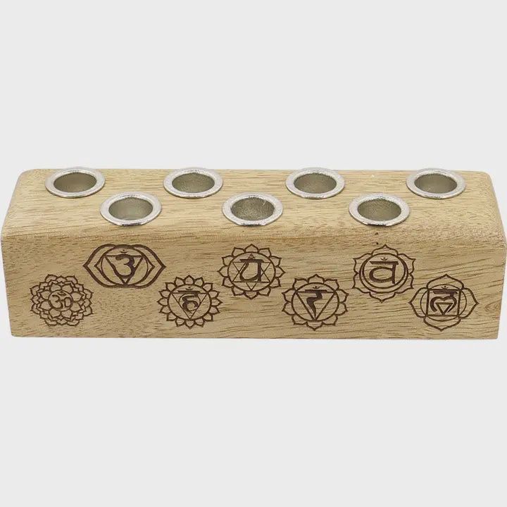 Wood Multi Chime Candle Holder | 7-chakra