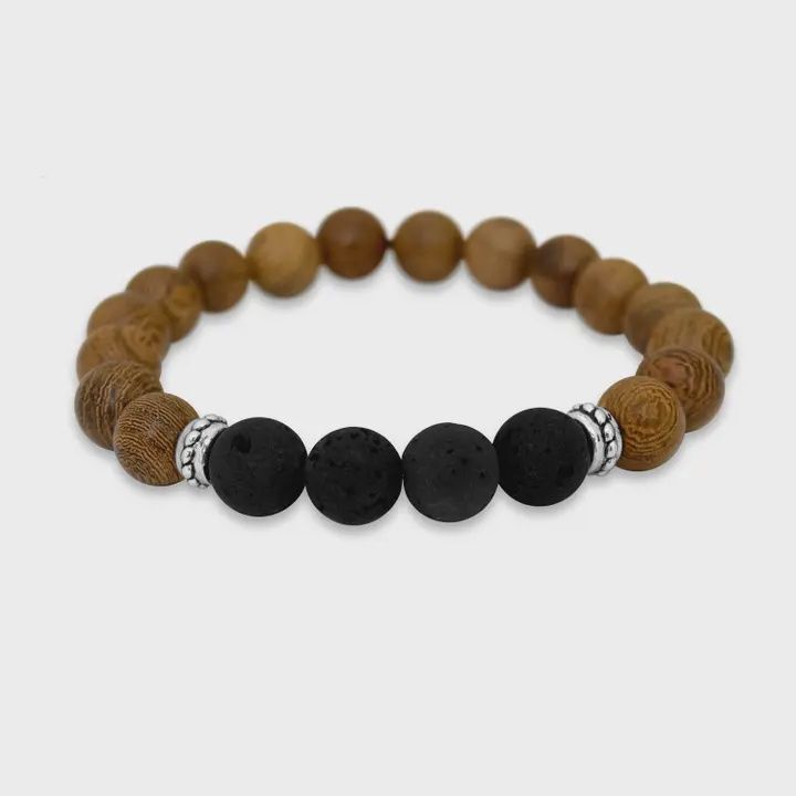 Essential Oil Diffuser Wood Bead Stretch Bracelet, Style: Light