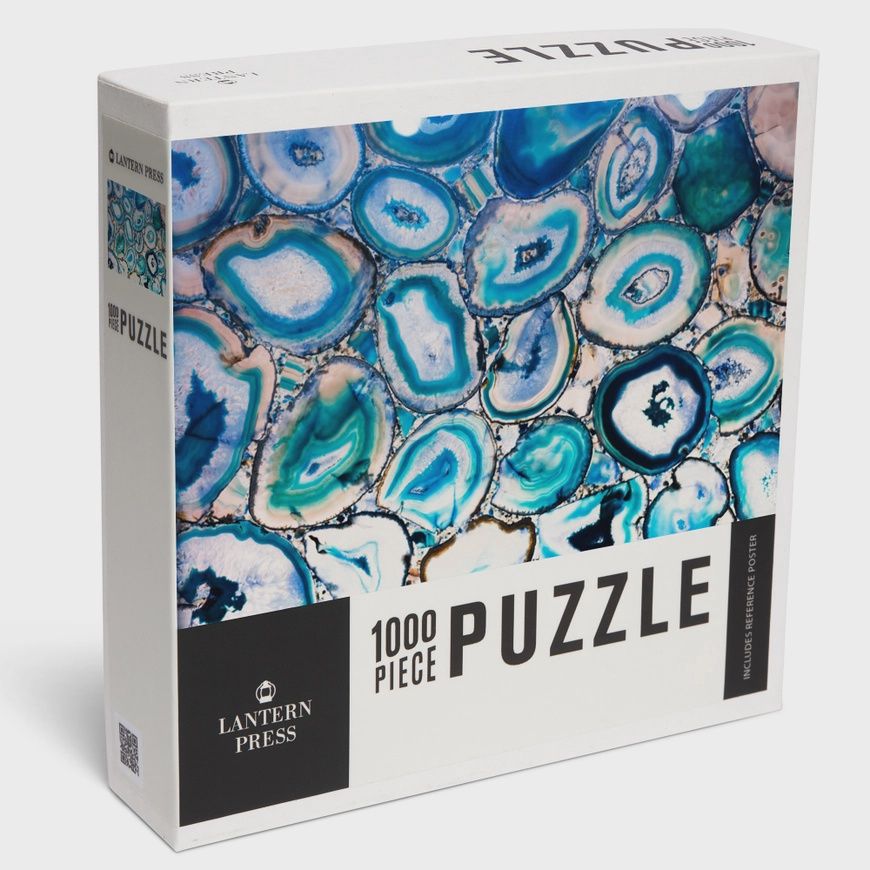 1000 Piece Puzzle Blue Polished Agate Geode Slices
