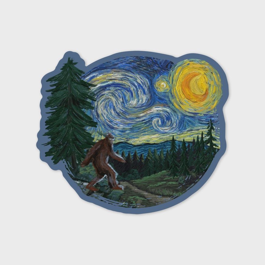 PNW Starry Night Bigfoot Sticker