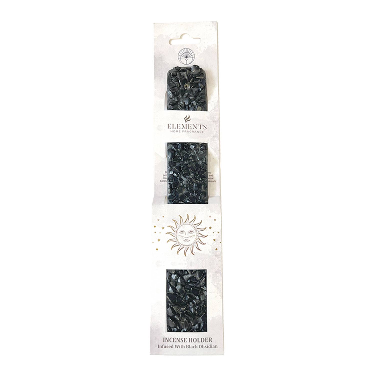 Elements Crystal Wooden Incense Burner, Type: Black Obsidian