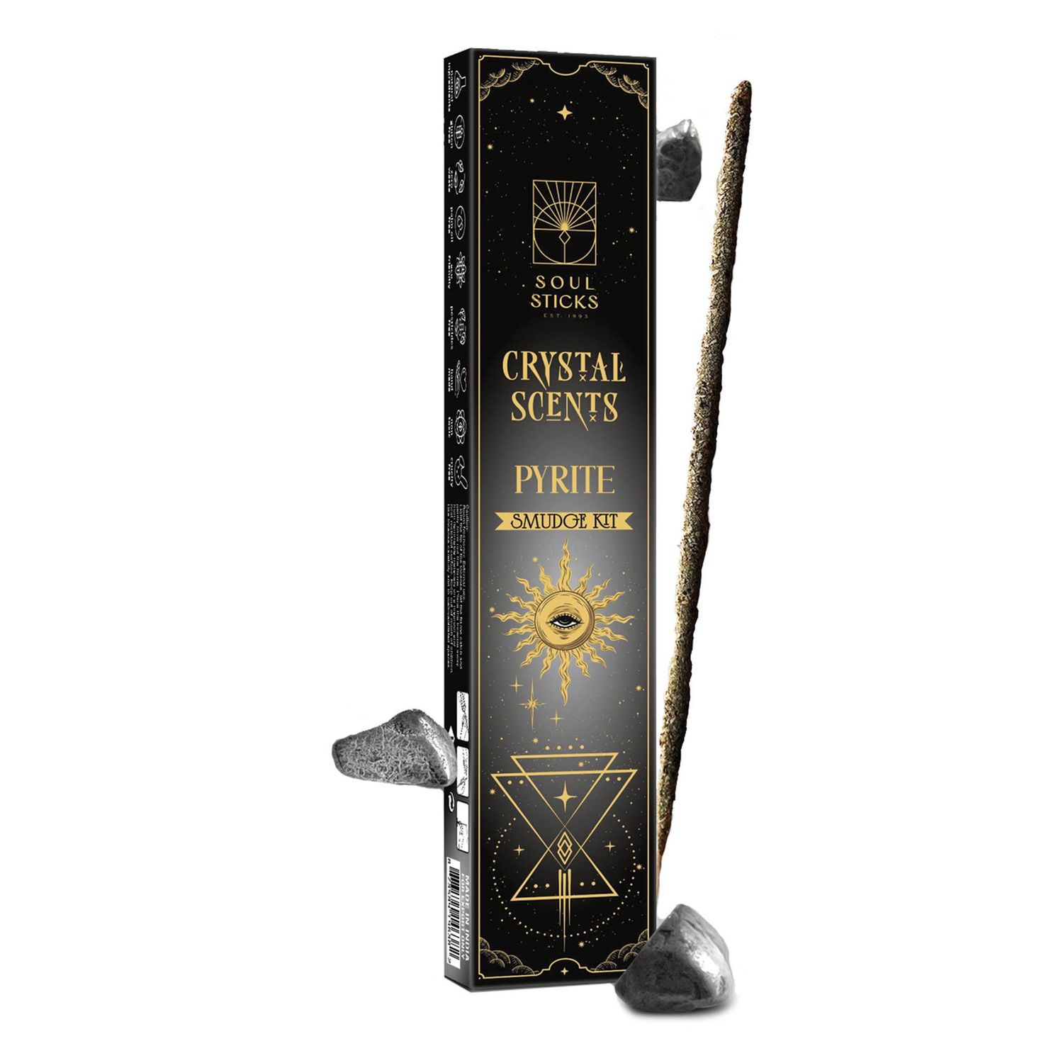 Crystal Scents Incense Sticks Smudge Kit, Style: Pyrite