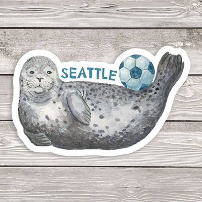 Seattle Soccer Harbor Seal Sticker - World Cup Sticker - Seattle Artist