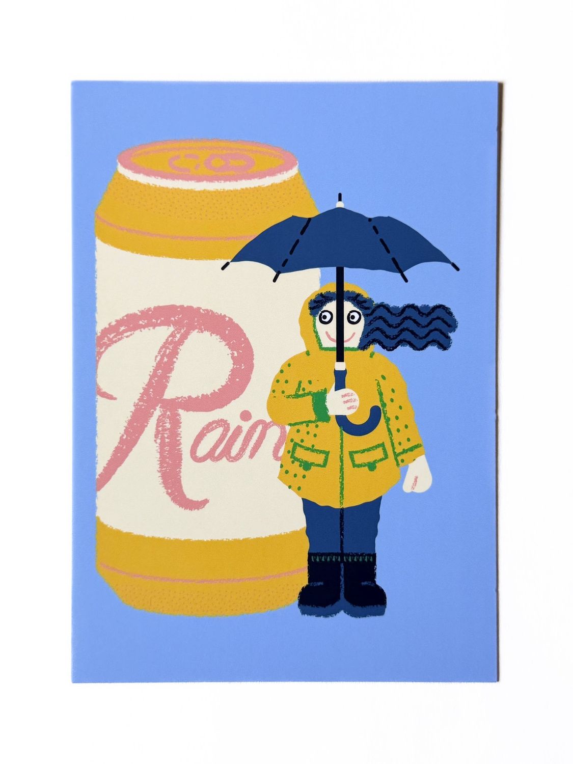 Rainy Day Beer Girl with Umbrella Postcard
