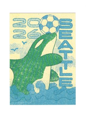 "Orca Makes a Pass" Seattle Soccer Postcard