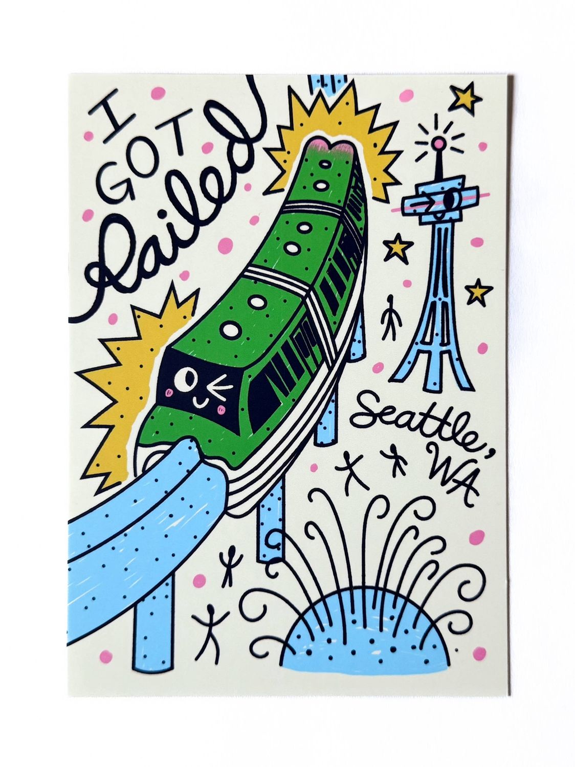 "I Got Railed" Seattle Monorail Postcard