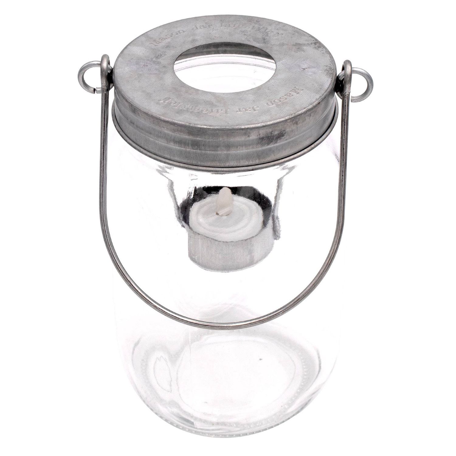 Galvanized Metal Tea Light Candle Holder Lids With Handles, Size: wide mouth