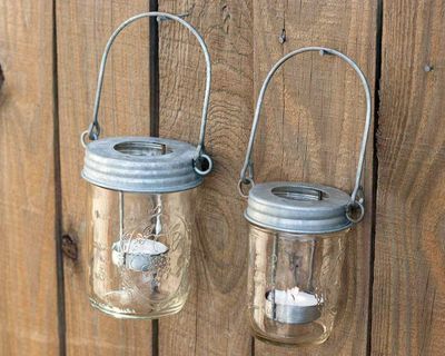 Galvanized Metal Tea Light Candle Holder Lids With Handles (by piece)