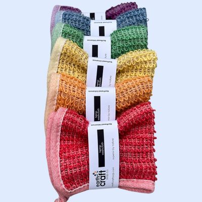 Natural Exfoliating Washcloths Rainbow Set of 6