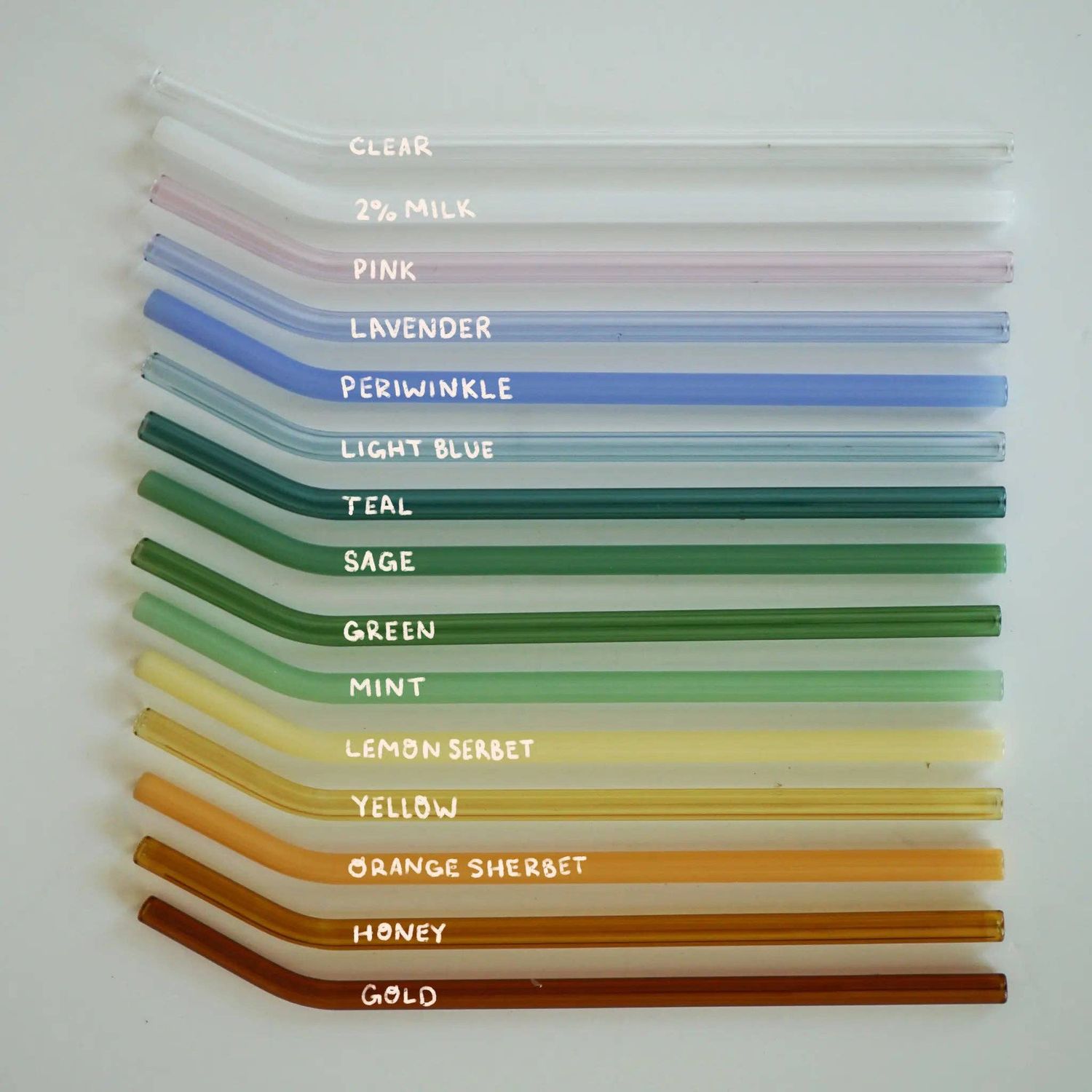 9in Colorful Bent Glass Straw for 20oz Cup, Colour: Lemon Sherbet