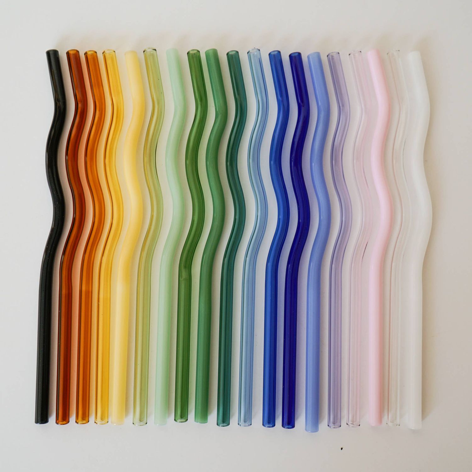 8in Colorful Wavy Glass Straw for 16oz Cup