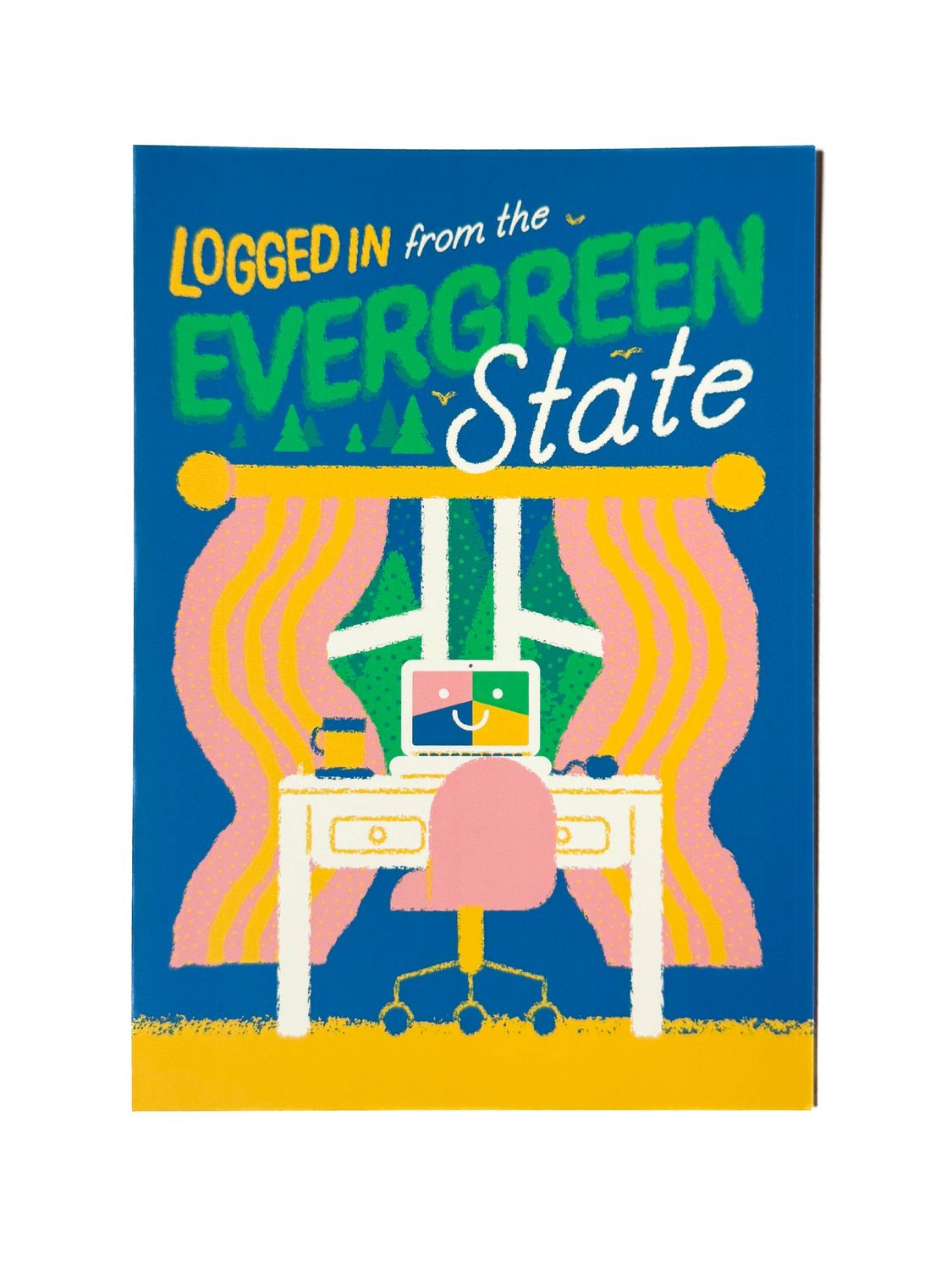 "Logged In from the Evergreen State" Washington Postcard