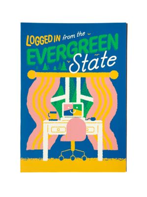 "Logged In from the Evergreen State" Washington Postcard