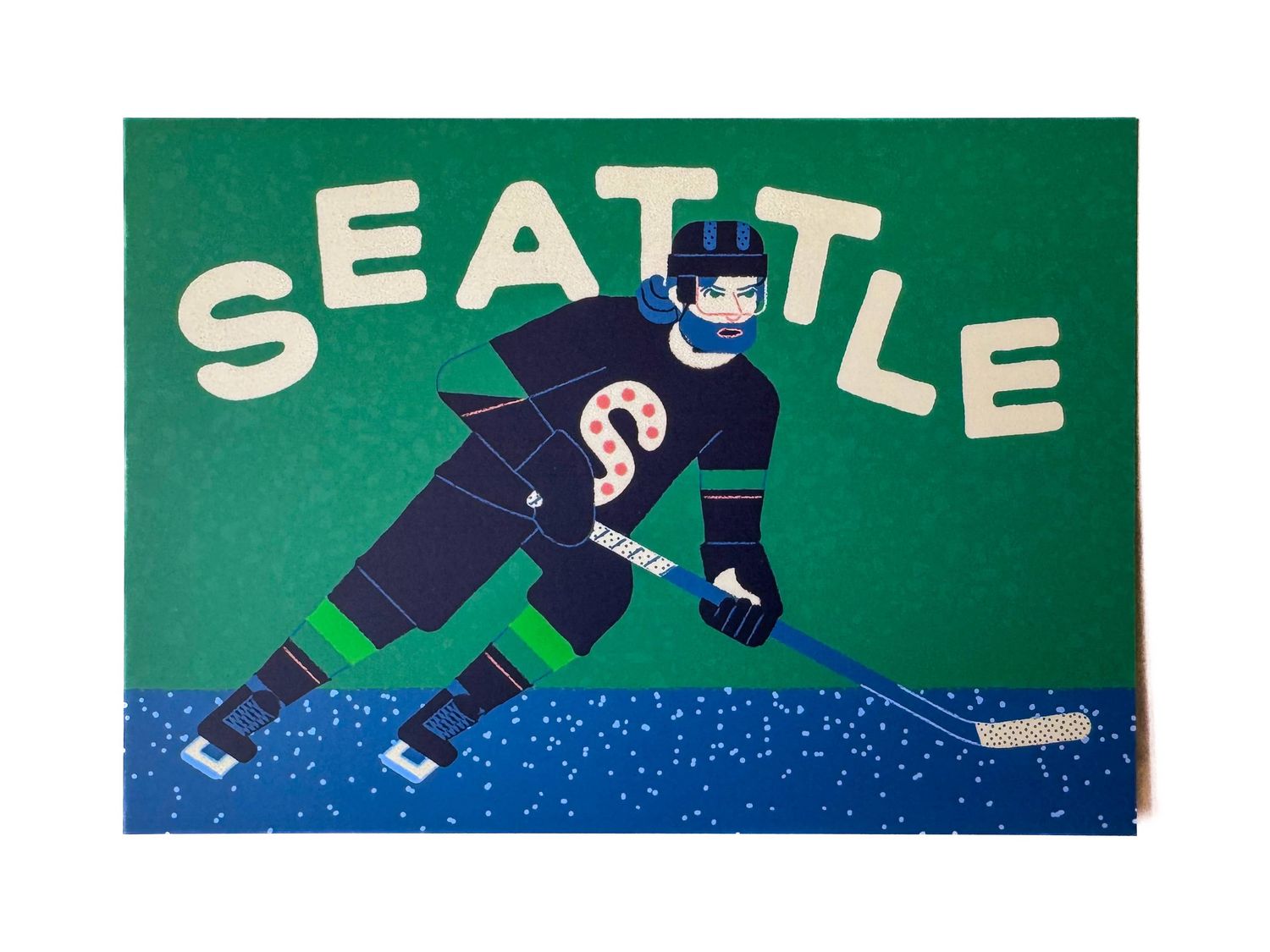 Seattle Hockey Player Postcard