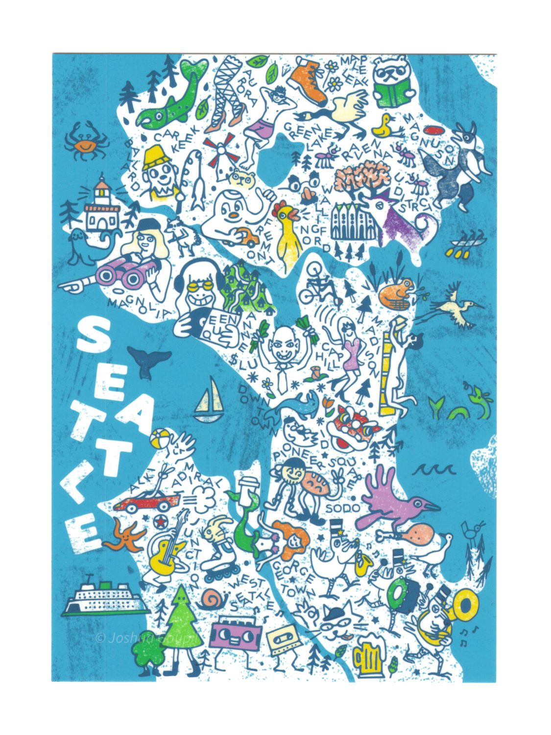 "Seattle is a Mess" Map Postcard