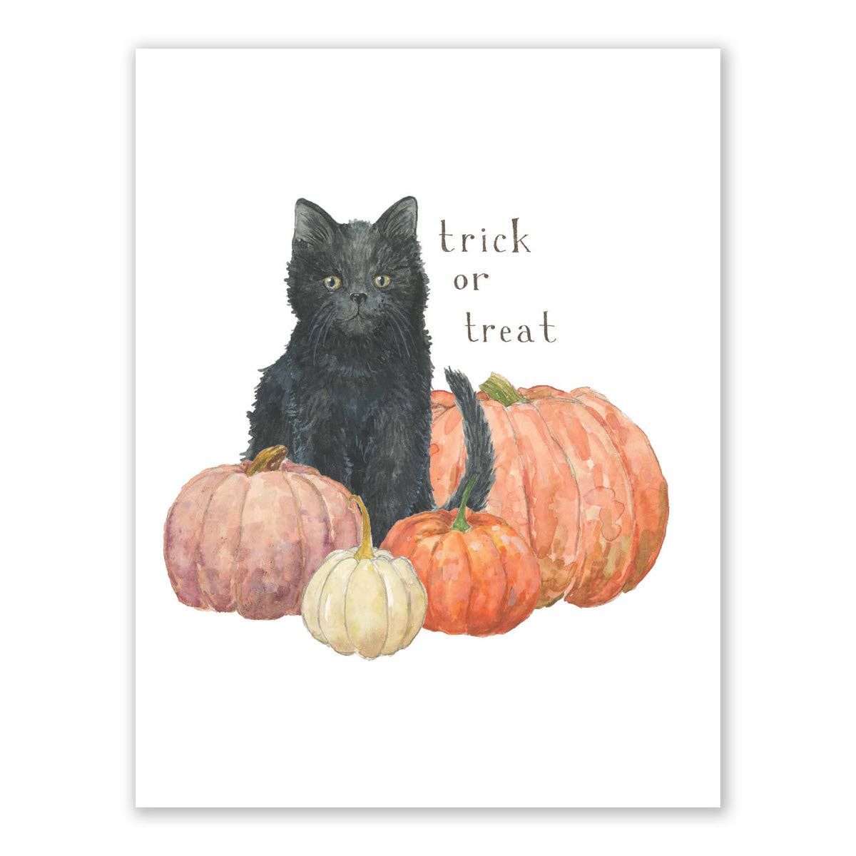 Black Cat and Pumpkins Halloween Card