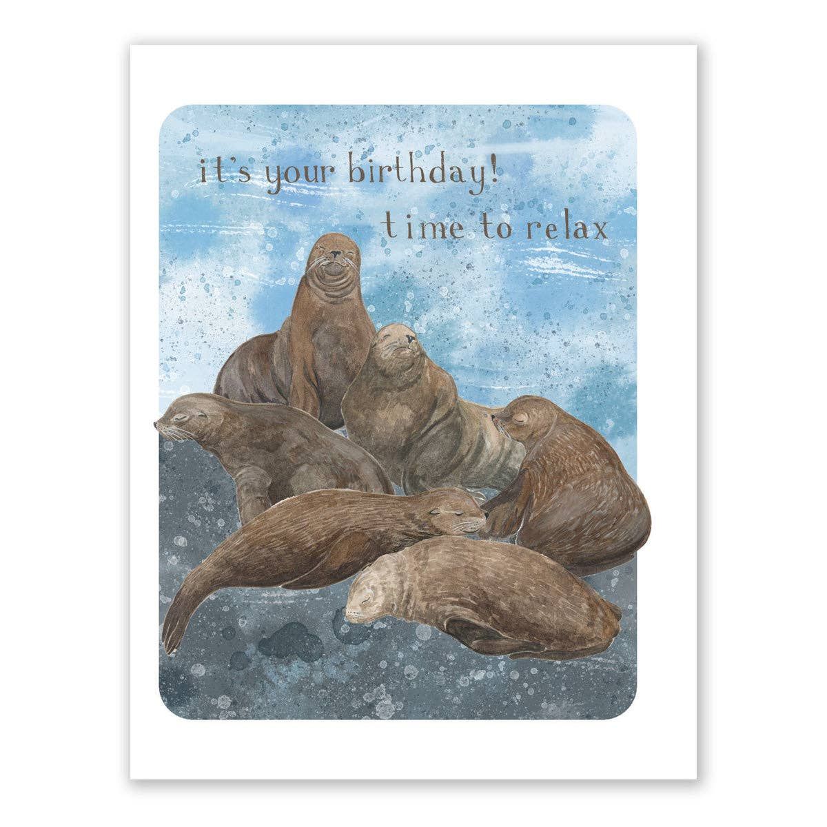 Sea Lions Relaxing Birthday Greeting Card