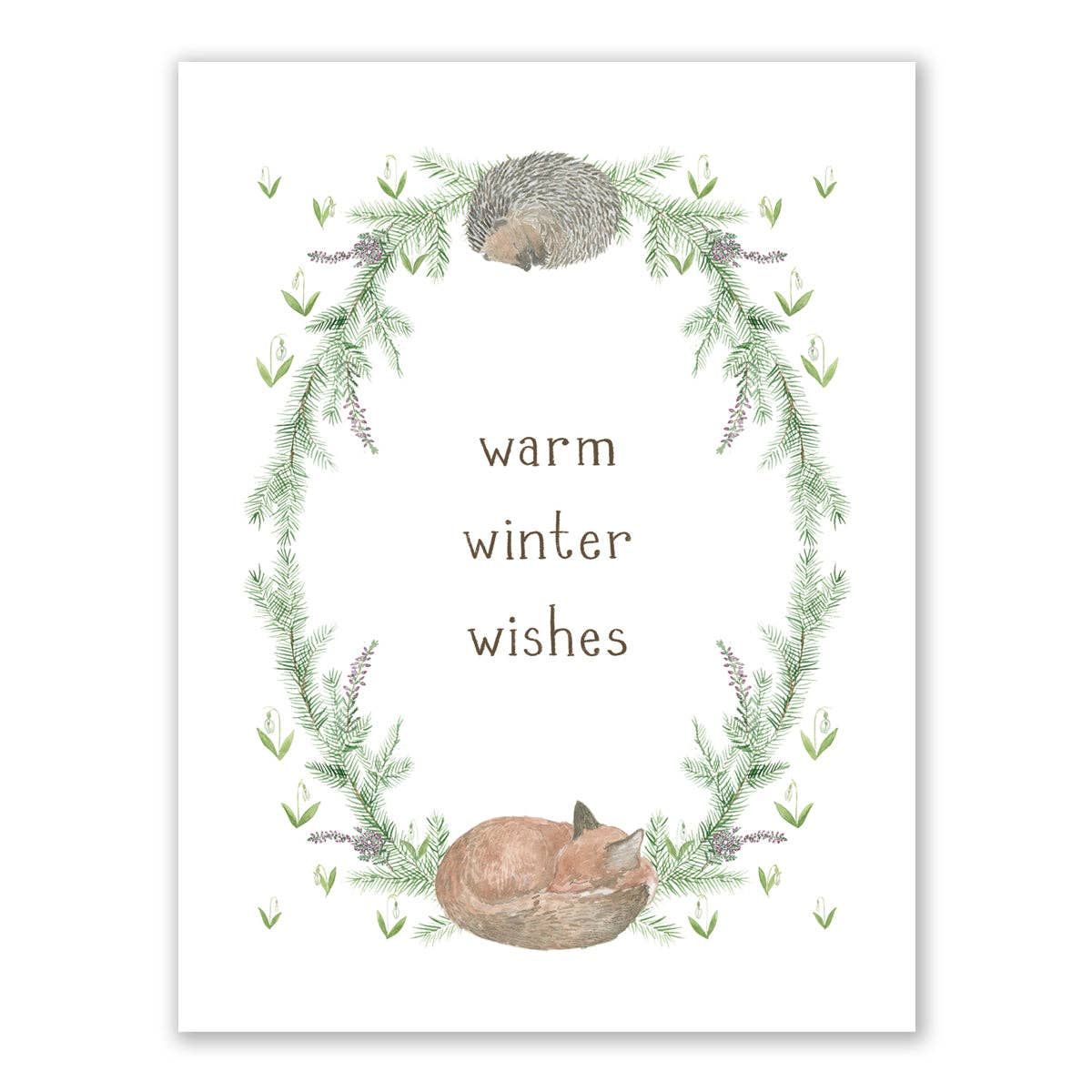 Winter Woodland Watercolor Holiday Greeting Card