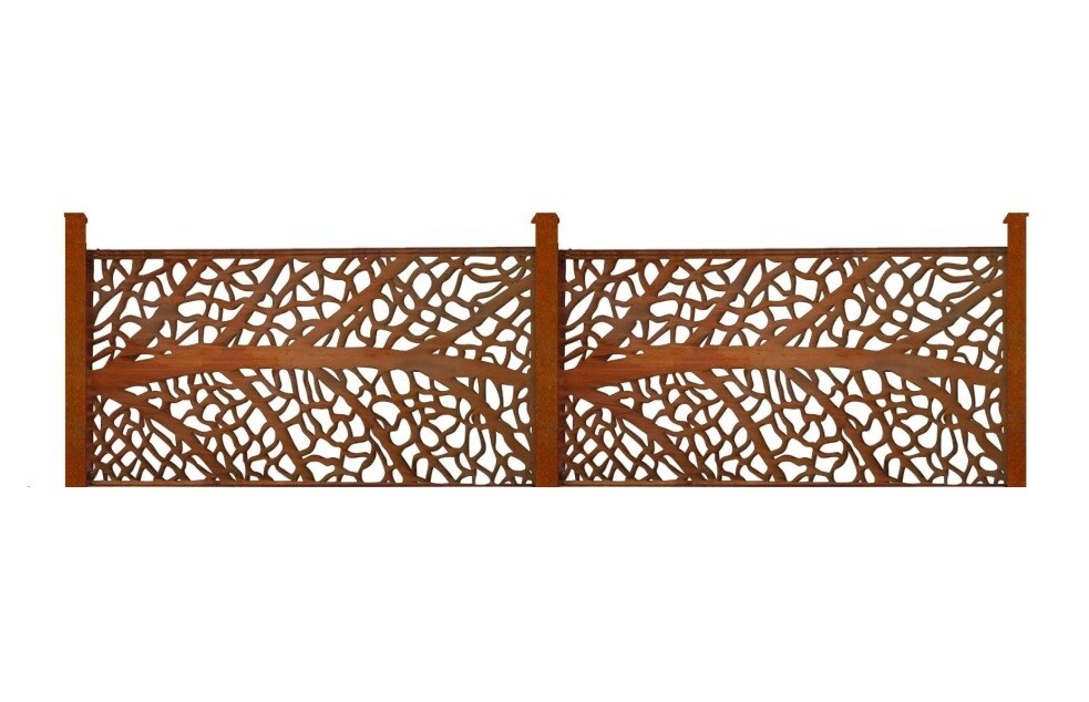 2 x Corten L&#39;Arbre Large Screens with 3 x Half Height Posts - SPECIAL OFFER - Only £485