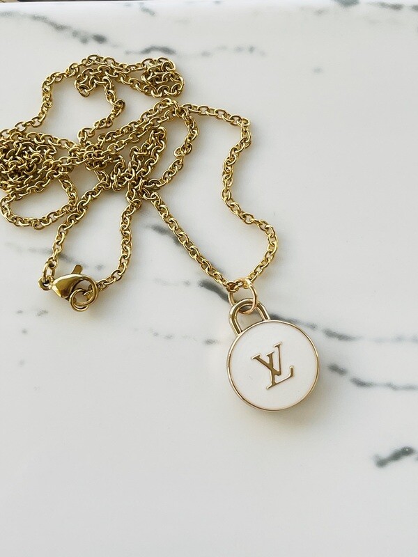 Small White and Gold Repurposed Necklace