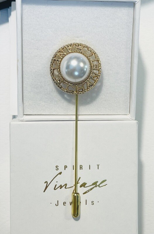 Elegant Gold Pearl reworked brooch