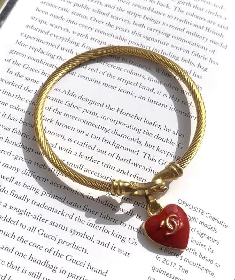 Red heart gold bracelet