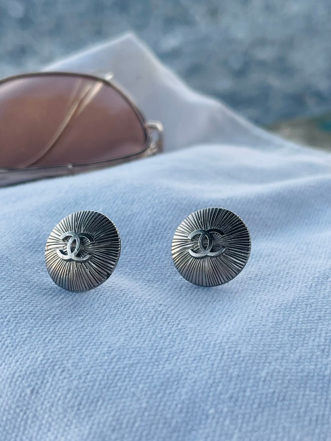 Delicate silver tone reworked earrings