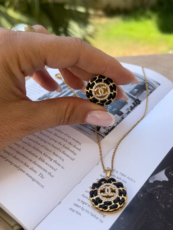 Delicate leather gold chain stud earrings