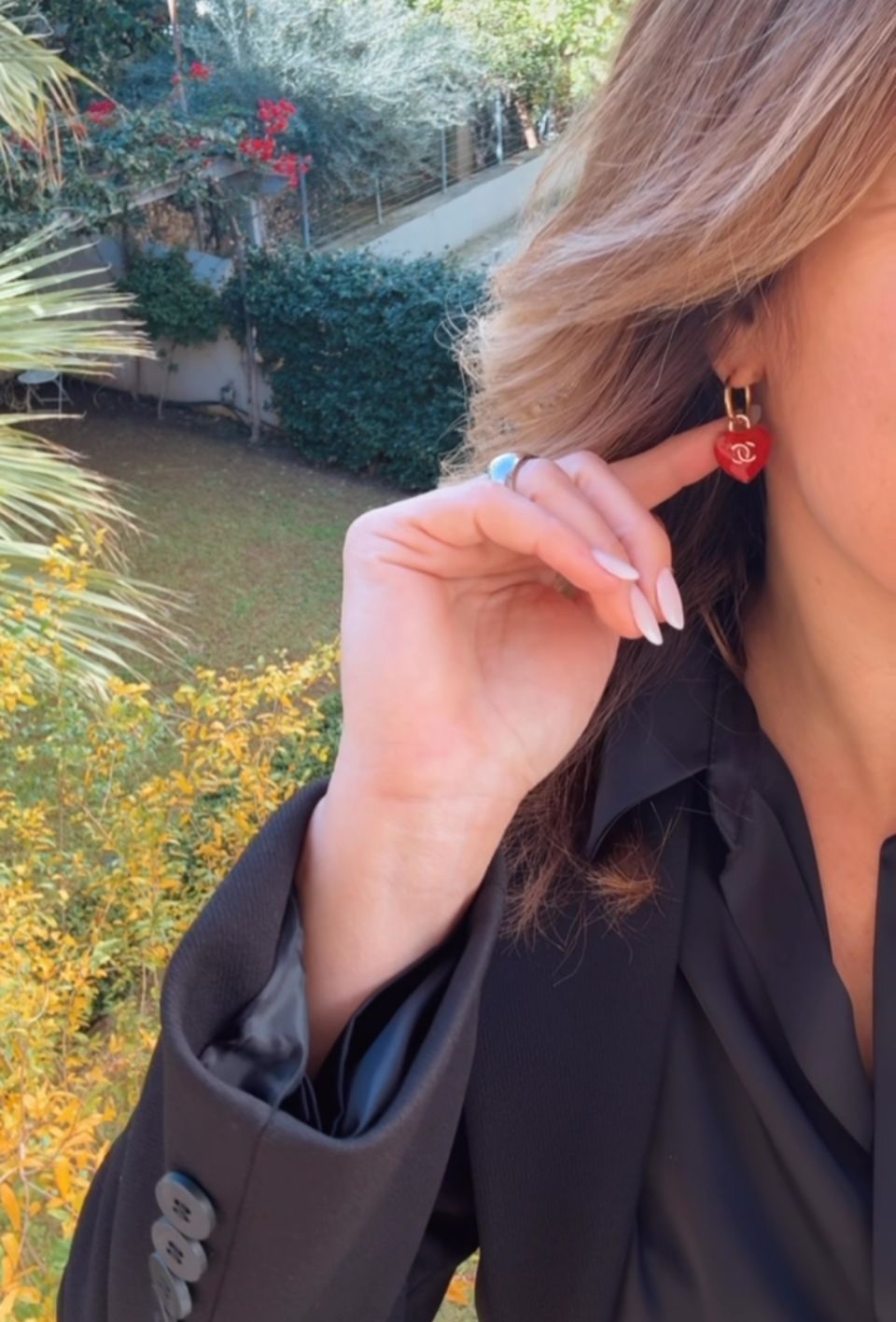 Elegant red heart hoop earrings