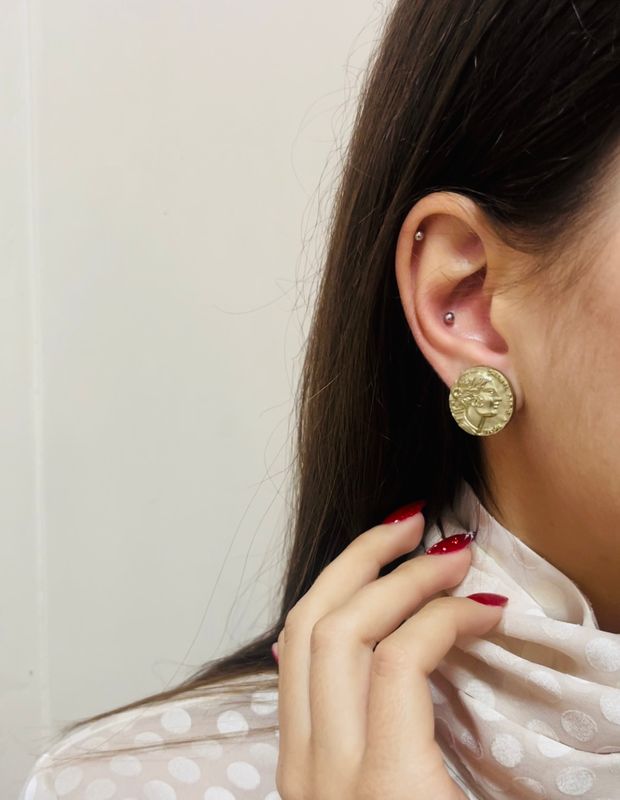 Vintage Matte Gold Tone Coin Earrings