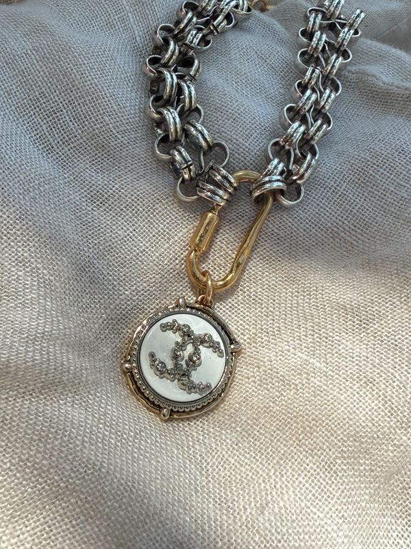 Classy silver tons with gold details charm bracelet
