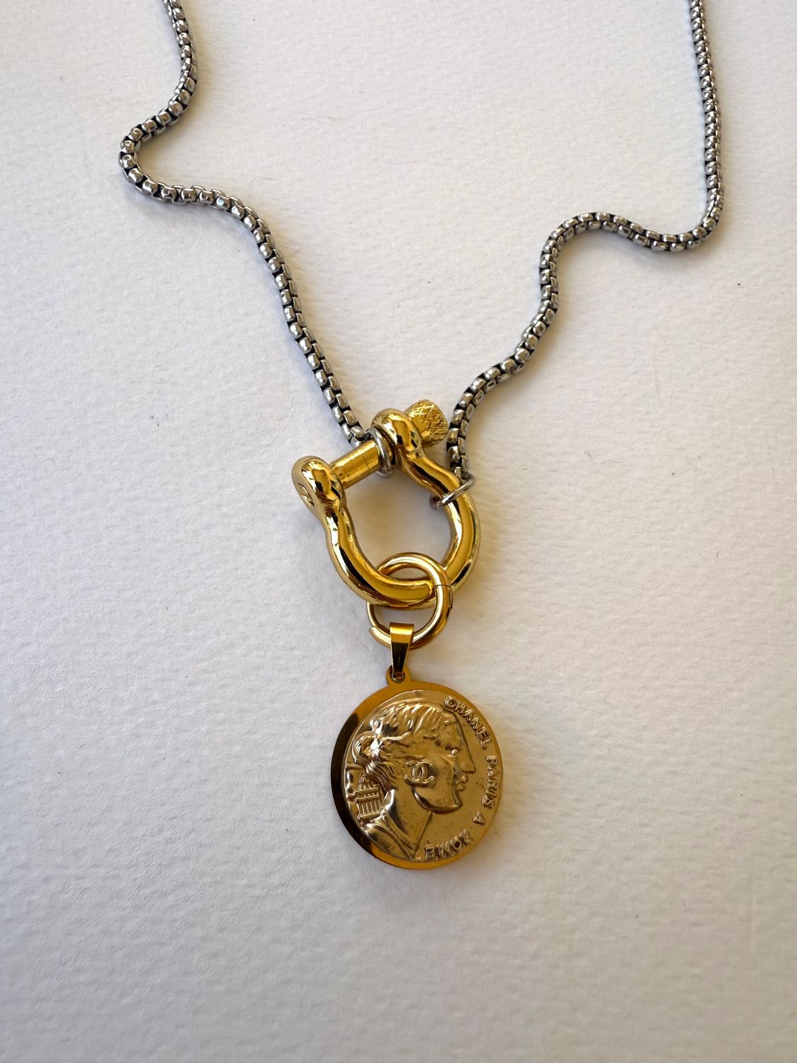 Stylish silver and gold tone necklace