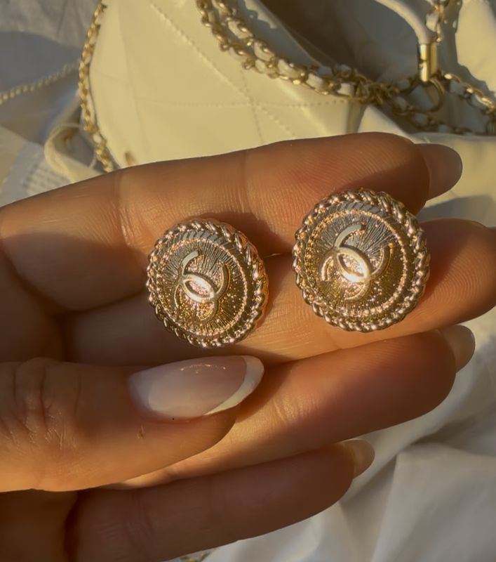 Classic gold tone button earrings
