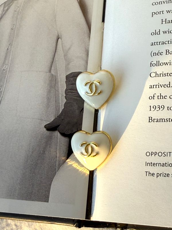 Delicate white heart earrings