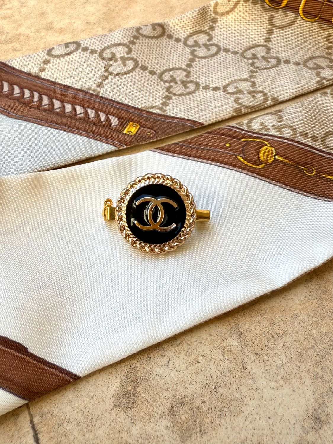 Delicate Black Reworked small Brooch