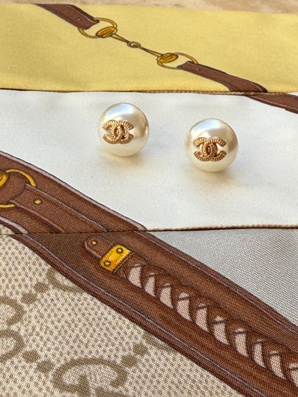 Vintage Pearl Stud Earrings with monogram