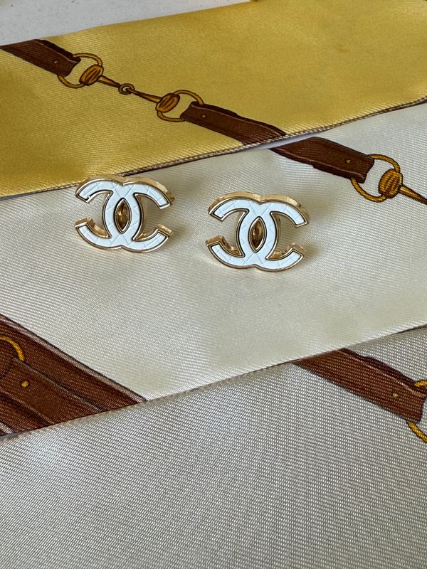 Vintage ~ White Logo ~ reworked earrings