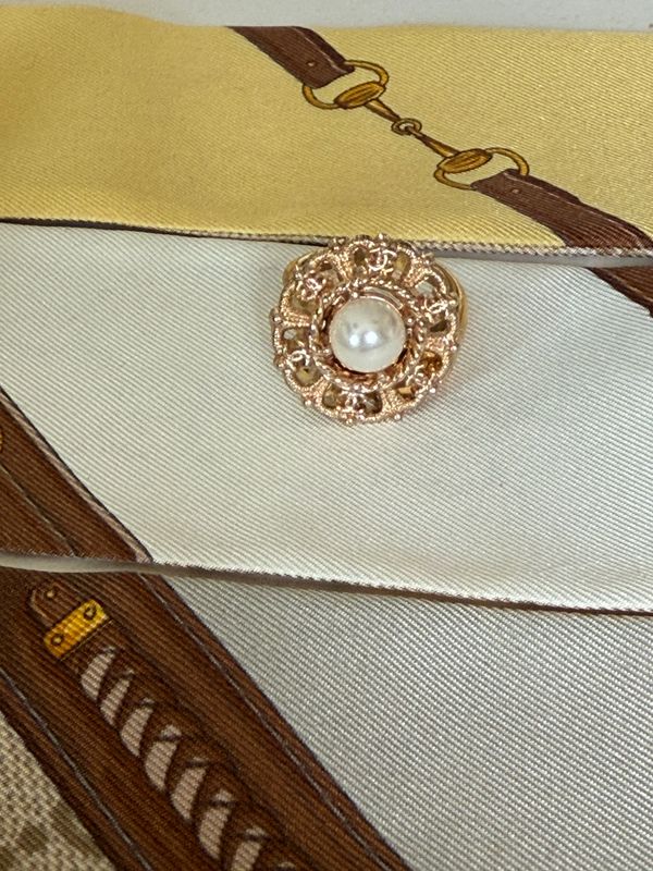 Button-Inspired Gold Tone Ring