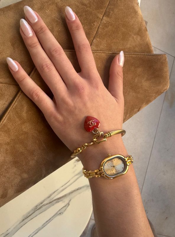 Red heart gold bracelet