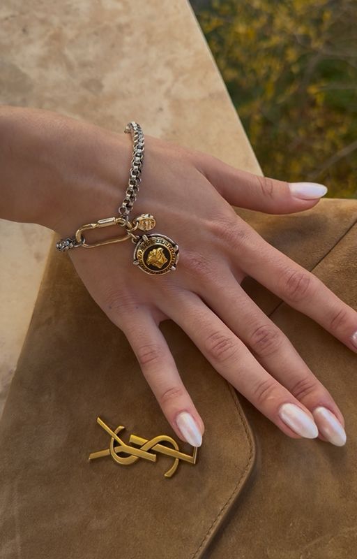 Elegant Medusa button charm bracelet