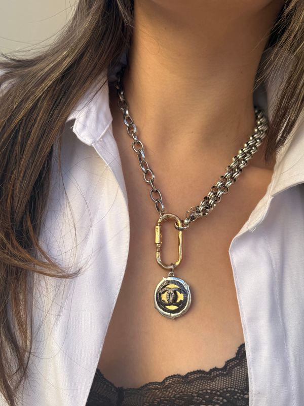 Vintage Black and Gold tone Repurposed Necklace