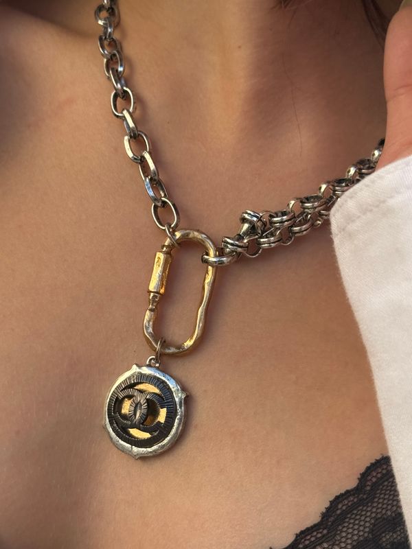 Vintage Black and Gold tone Repurposed Necklace