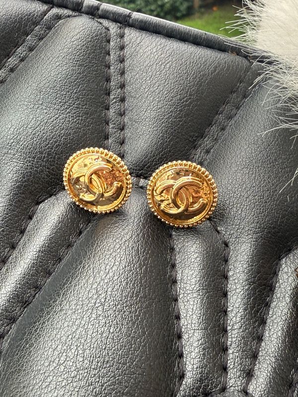 Gold Shield Vintage Stud Earrings